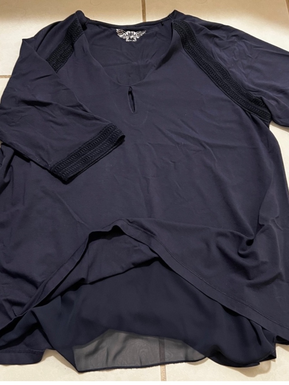 RIANI Navy Short Sleeve Top